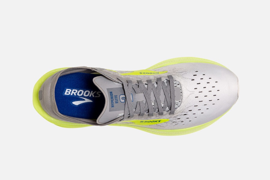 Hyperion Elite 2 Brooks Spikes Shoes NZ Mens - White/Grey/Green - HELCNI-140